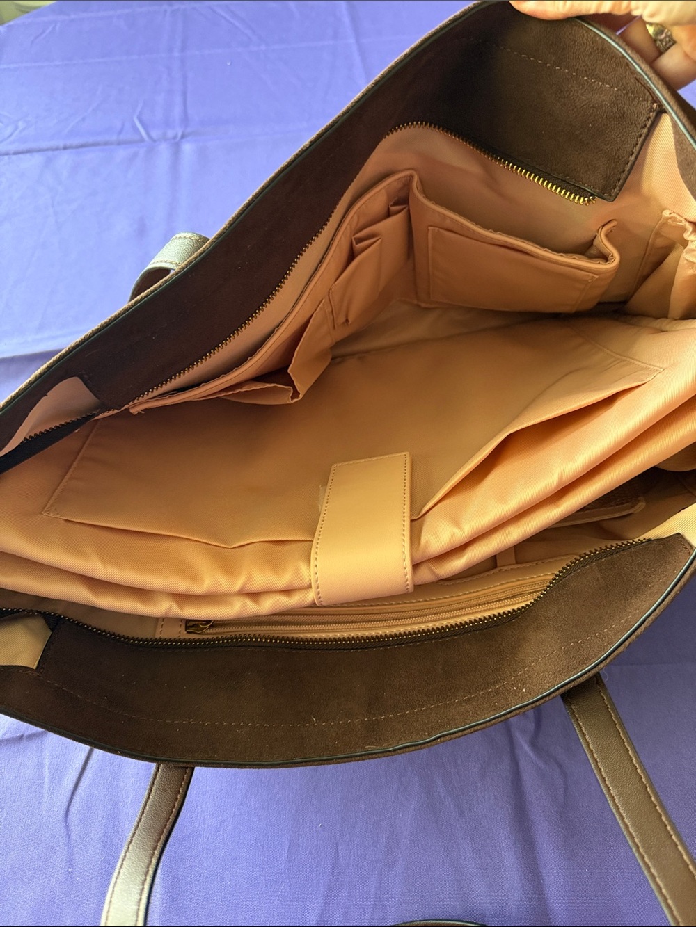 Poppy & Peonies The Meadow Tote in Chocolate Brown Suede - Picture 5 of 14